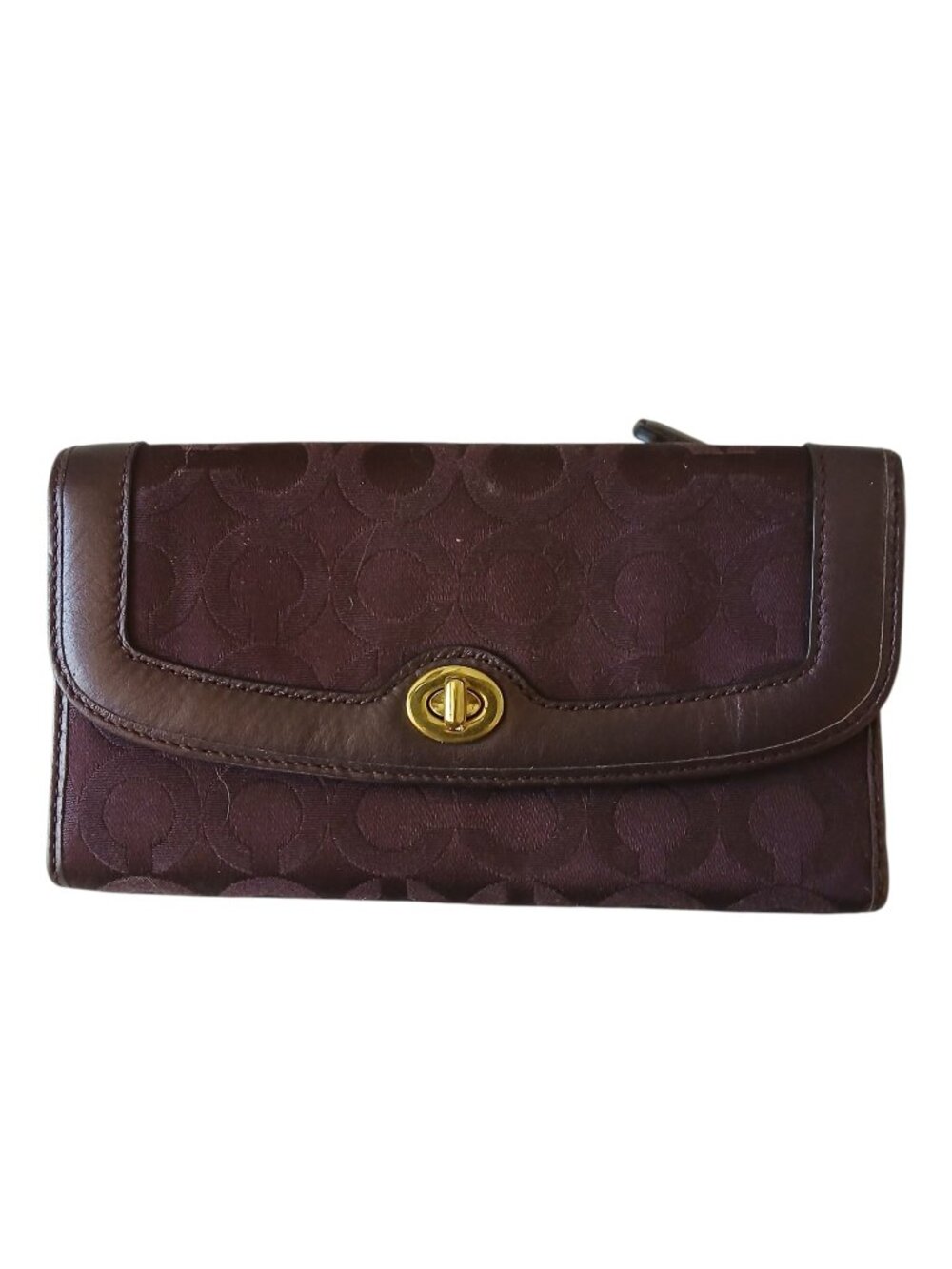 Coach Burgundy Turnlock Continental Wallet